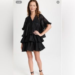 Joslin Black Linen ruffle dress